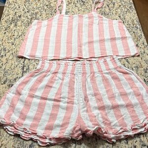 Abound Pink and White Striped Pajama Shorts Set
